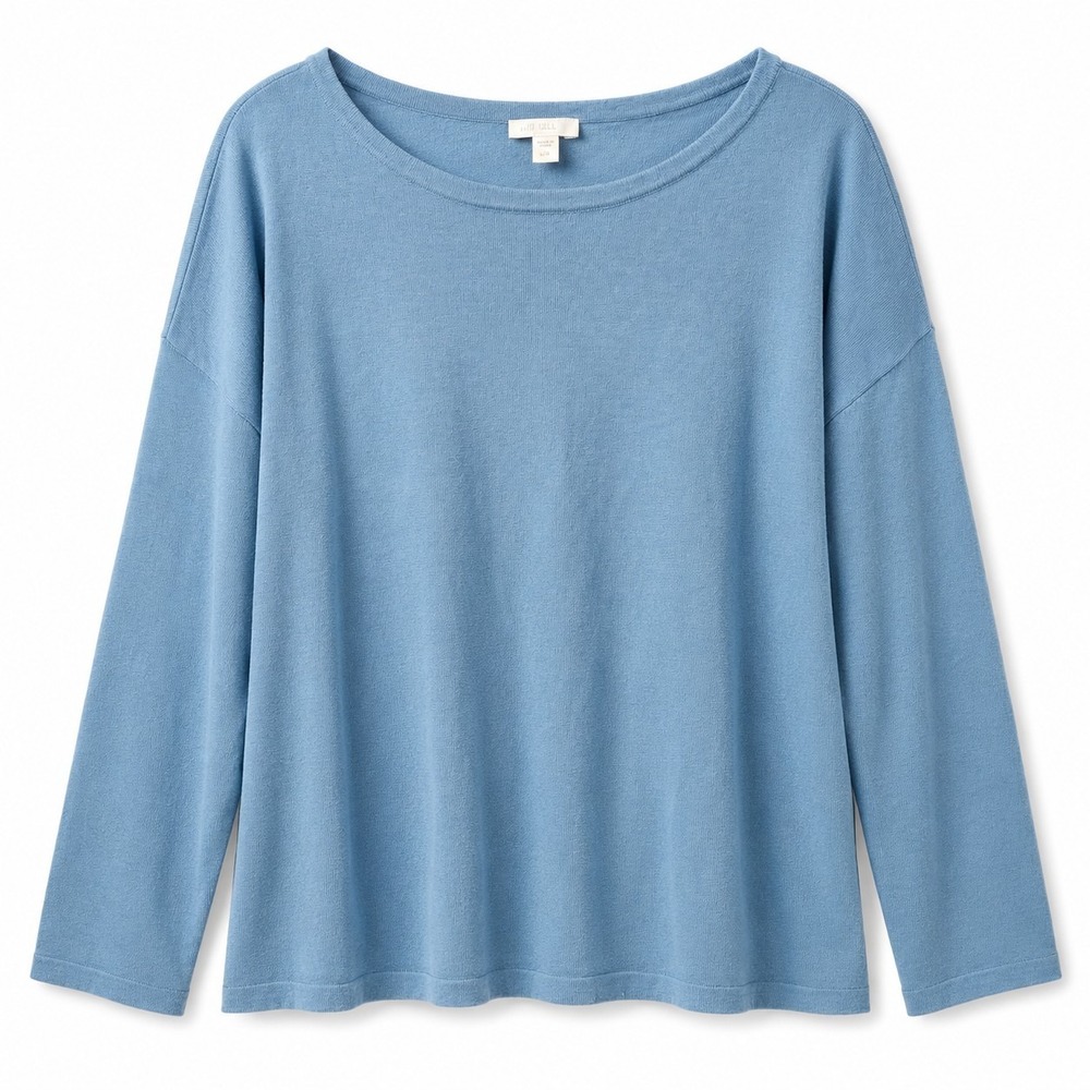NWT$ J. JILL 100% Merino Wool Washable Boat Neck Sweater Sz L/Petite French Blue